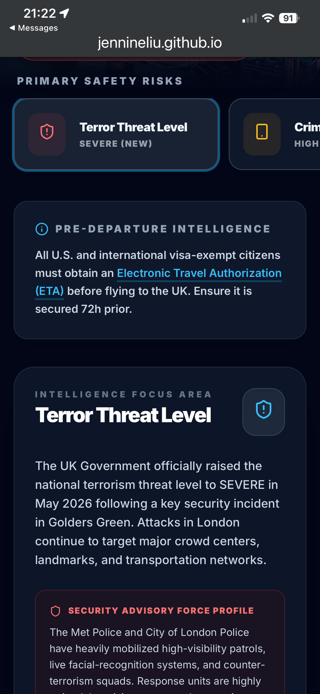 Terrorism threat level
